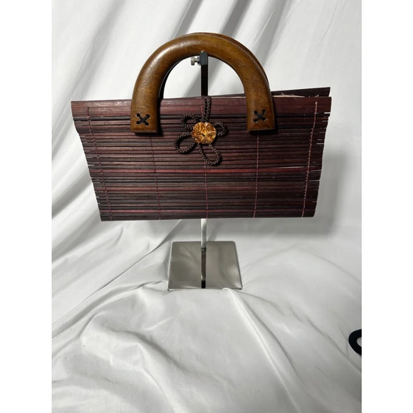 Vintage Brown Bamboo Unbranded‎ Satchel Handbag - Picture 1 of 10